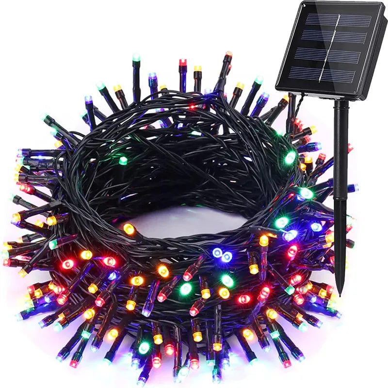 Solar Christmas Lights Solar String Lights Outdoor Waterproof Green Wire with 8 Modes Christmas Tree Lights Garden Lawn Decor
