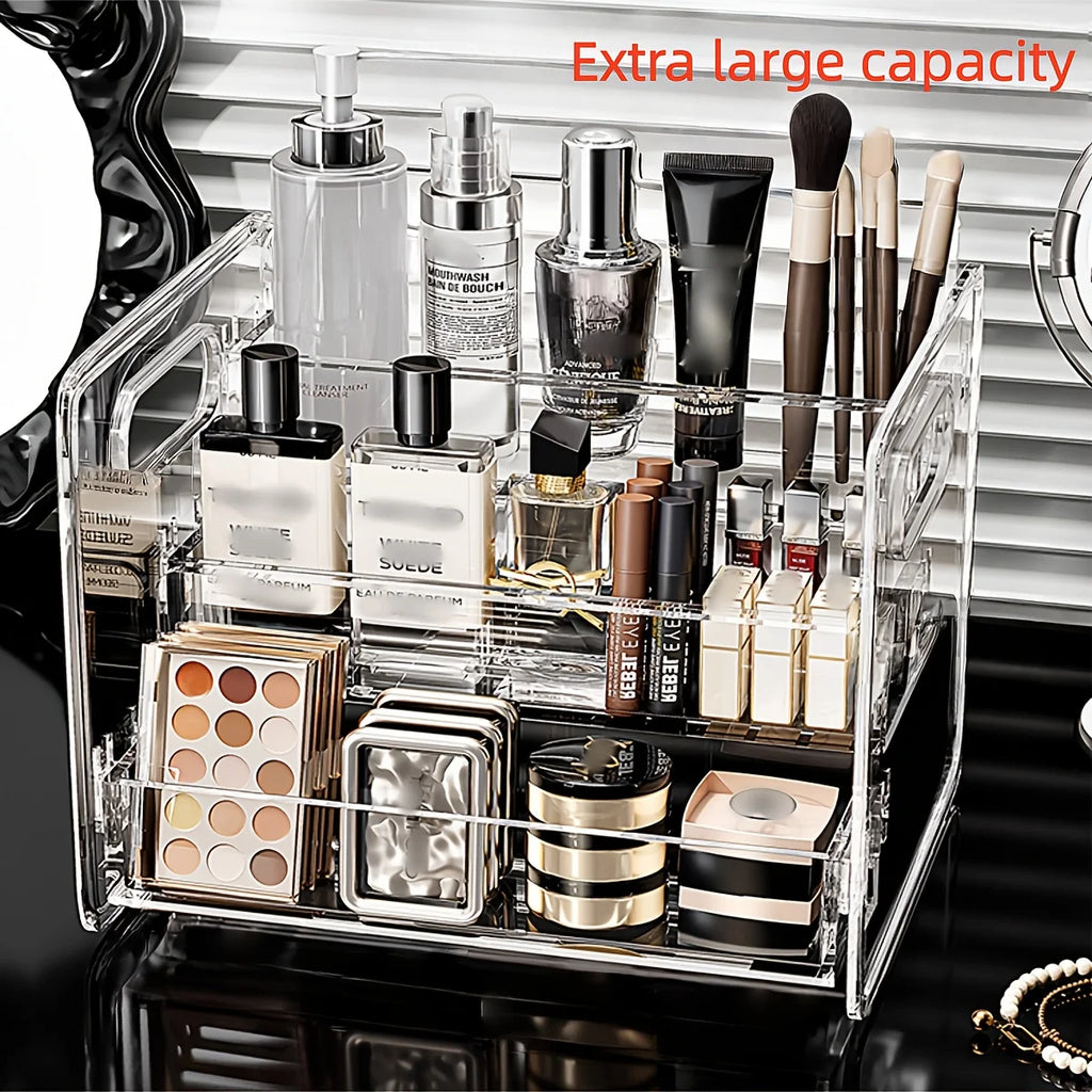 1pc Desktop Cosmetic Organizer Acrylic Transparent Slanted Storage Basket for Makeup, Lipstick, Perfume, Facial Mask, and Other