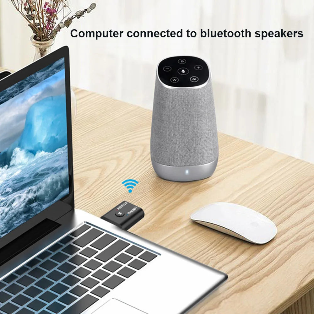 Wireless Bluetooth-Compatible 5.0 2-in-1 USB Audio Receiver Transmitter Double 3.5mm Jack Audio Dongle Adapter for Car Laptop TV