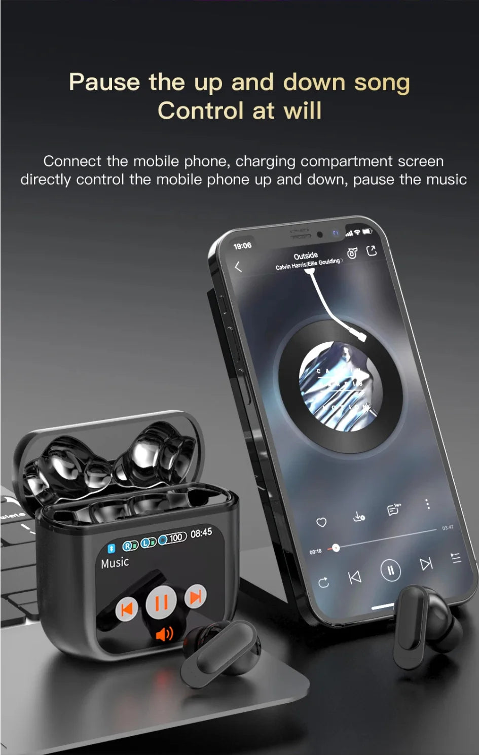 Bluetooth 5.4 Wireless Earphones LED Digital Display Gaming Headset Sport Headphones HiFi Sound Low Latency Earbuds
