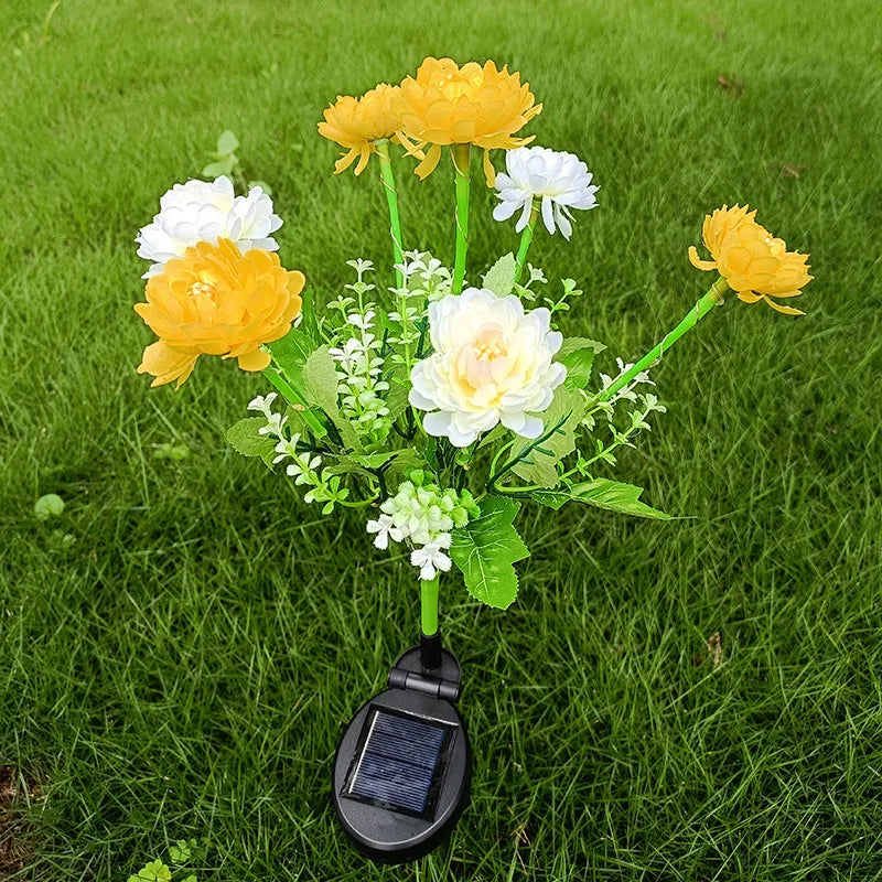 Solar LED lights, snow lotus flower lawn lamp, outdoor waterproof yard lights, garden courtyard,holiday party decoration