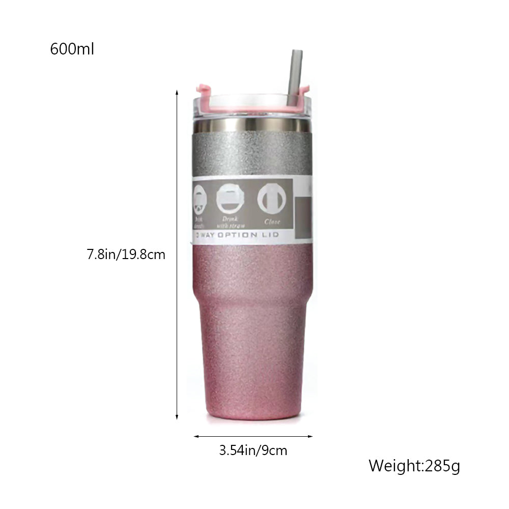 900/600ML Thermos Cup with Lid and Straw Coffee Mug With Handle Insulated Tumblers Vacuum Stainless Steel Beer Cup