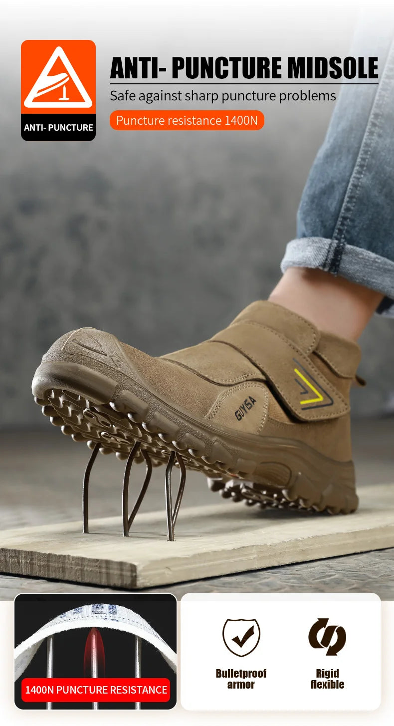 Work shoes for men, anti-shatter, anti-stab, anti-scald, durable sole, all-season model