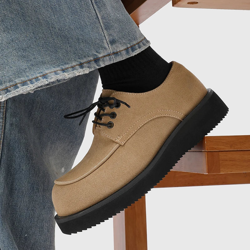 Men's Derby Shoes Fashion autumn and winter styles Office or leisure party 38-46 Hot selling young shoesThick bottom trend