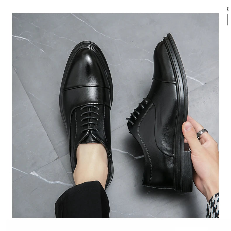 Man Casual Business Shoes Men Patchwork Leather Oxfords Fashion Dress Flats Leisure Office Men's Formal Wedding Shoes