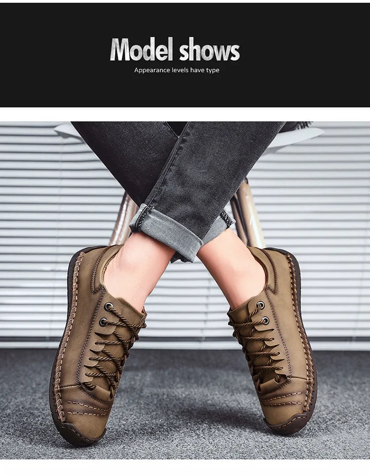 Shoes for Men Leather Casual Shoes Fashion Soft Homme Outdoor Comfortable High Quality Classic Ankle Non-slip Flats