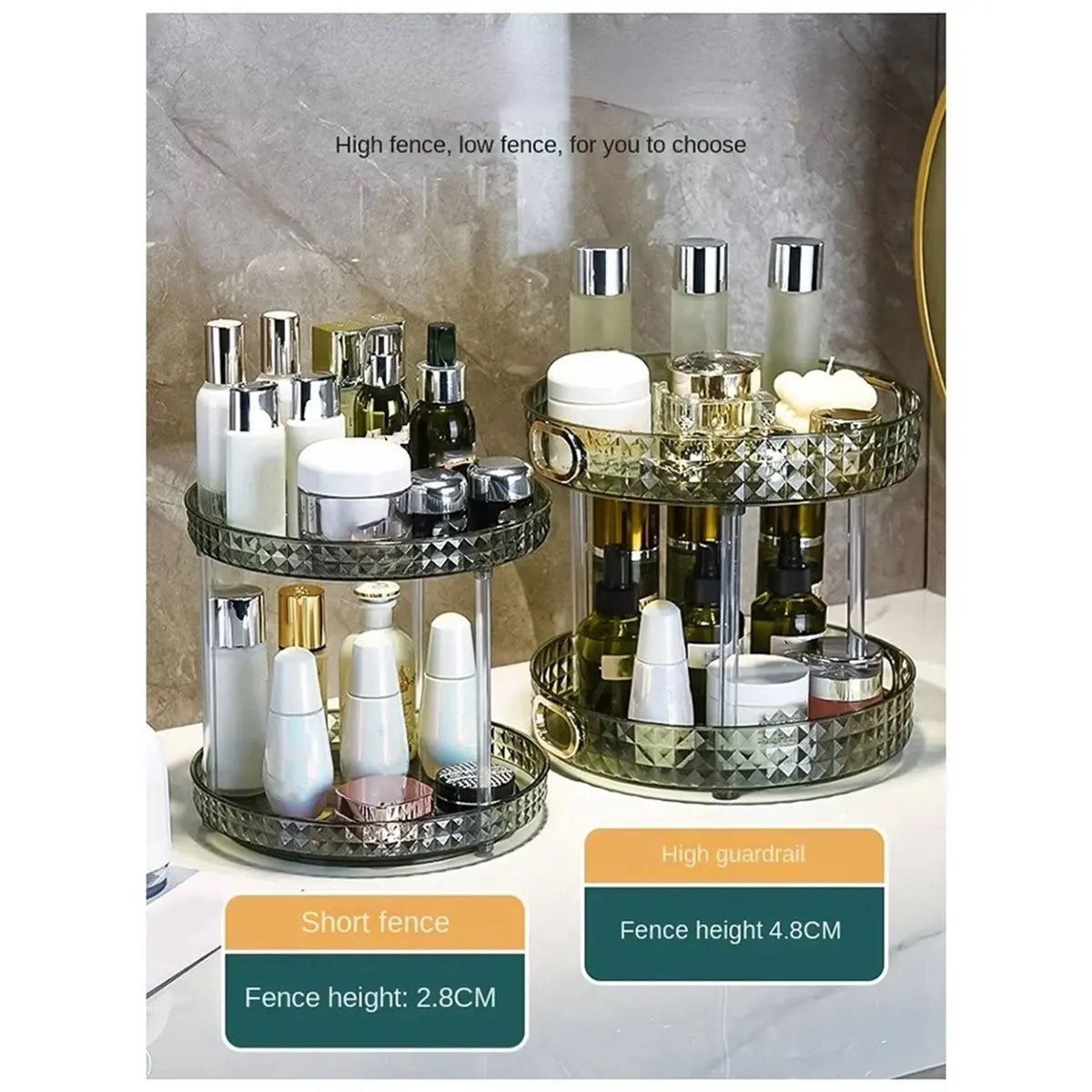 [CLOS] Rotating Cosmetic Storage Box Makeup Organizer Ins Desktop Finishing Perfume Tray Bathroom Skin Care Products Rack L B