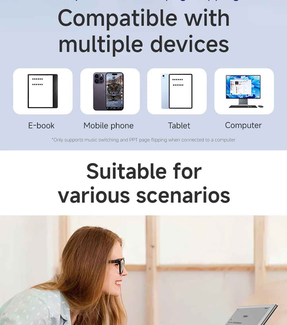 Bluetooth Page Turner Camera/Music Control Pen Paging Device E-book Reader Swipe Short Video Supports IOS Android Remote Control