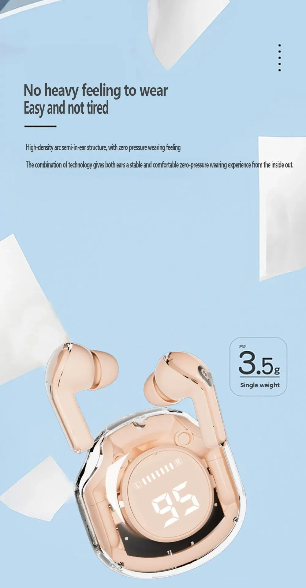 Wireless Bluetooth Earphones Noise Reduction Bluetooth Headphone  Headset Transparent Shell Waterproof Gaming Earphones