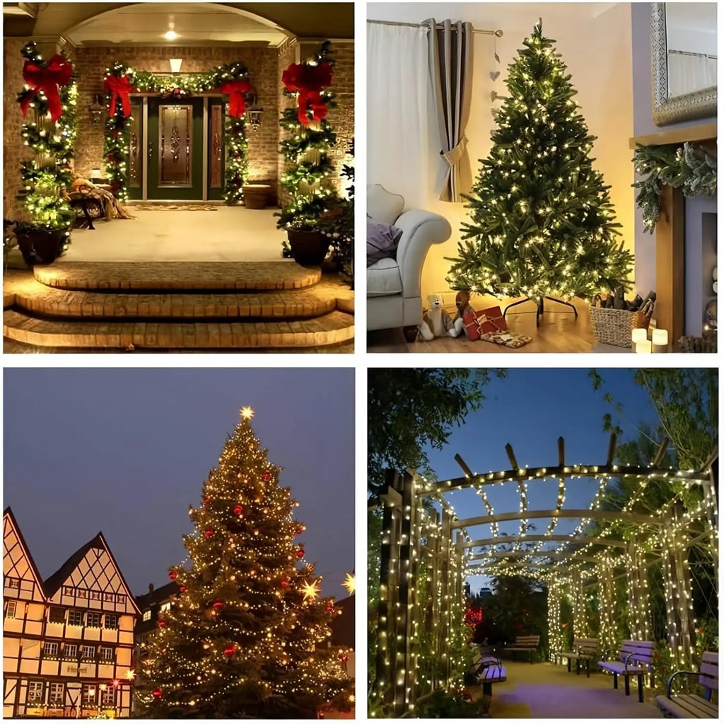 300LED Solar Christmas Lights Outdoor Waterproof 8 Modes Solar String Lights for Garden Xmas Decorations Starry Fairy Lights