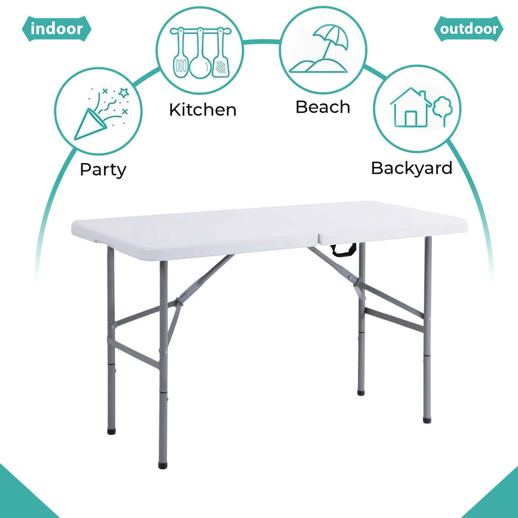 Portable foldable 4/6-foot garden dining table, heavy-duty folding table for dining, indoor and outdoor multifunctional picnic