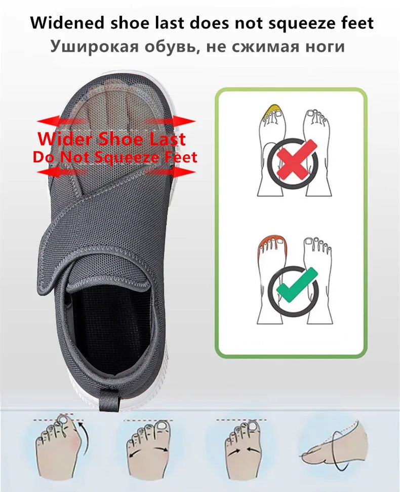 New Wide Toe Men's Barefoot Shoes Orthopedics Wide Feet Swollen Shoes Comfortable Diabetic Shoe Walking Shoes Men's Shoes