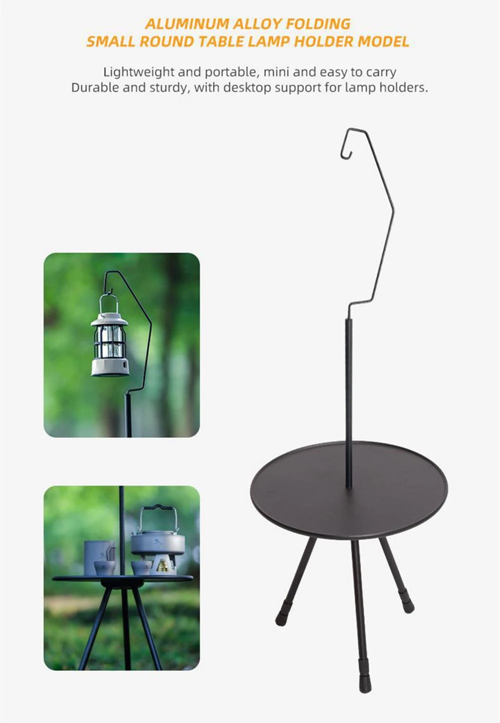 Folding Round Table Portable Telescopic Outdoor Three-legged Dining Table Aluminum Alloy Coffee Table Hike Picnic Liftable Table