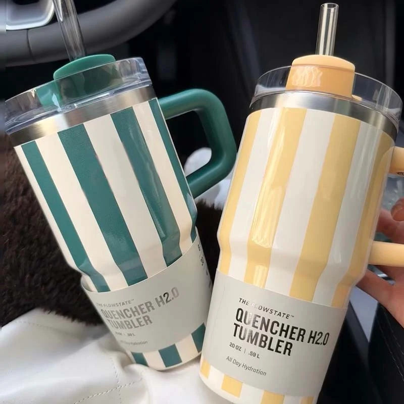 20Oz 580Ml Thermal Water Bottle Handle Straw Drinkware Hot Cold Stainless Steel Thermo Portable Car Coffee Cups Thermal Mug Gift