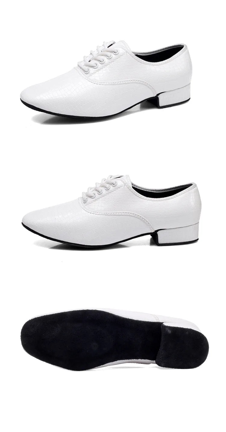 Men Modern Dance Shoes Man Outdoor Dance Leather Latin Jazz Shoes Indoor Suede Sole 2.5CM Heels Ballroom Waltz Shoes Stage Wear