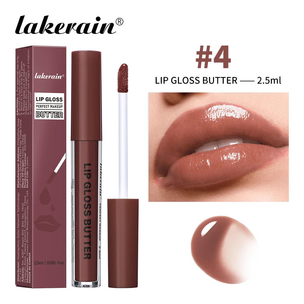 Lakerain Lip Gloss Butter  Long Lasting Non-stick  Beauty Waterproof Lip Stain Makeup Plumping Hydrating Lip Gloss Cosmetics