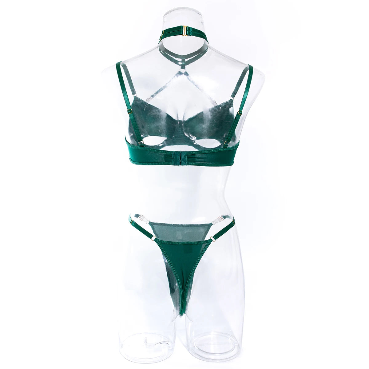 Cut Out Bra Set Women 2-piece Halter Bra + Brief Underwear Set 4 Color Velvet Sexy Intimates