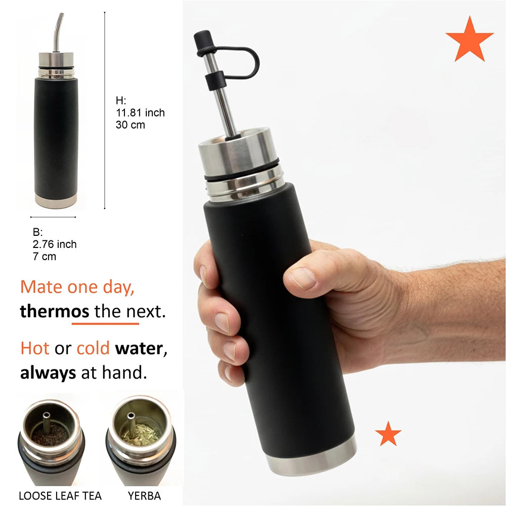 2-in-1 Thermal Mate Cup with Built-in Bombilla, Yerba Mate Thermos all in one 2026 NEW Self-Serving Stainless Steel Mate Bottle
