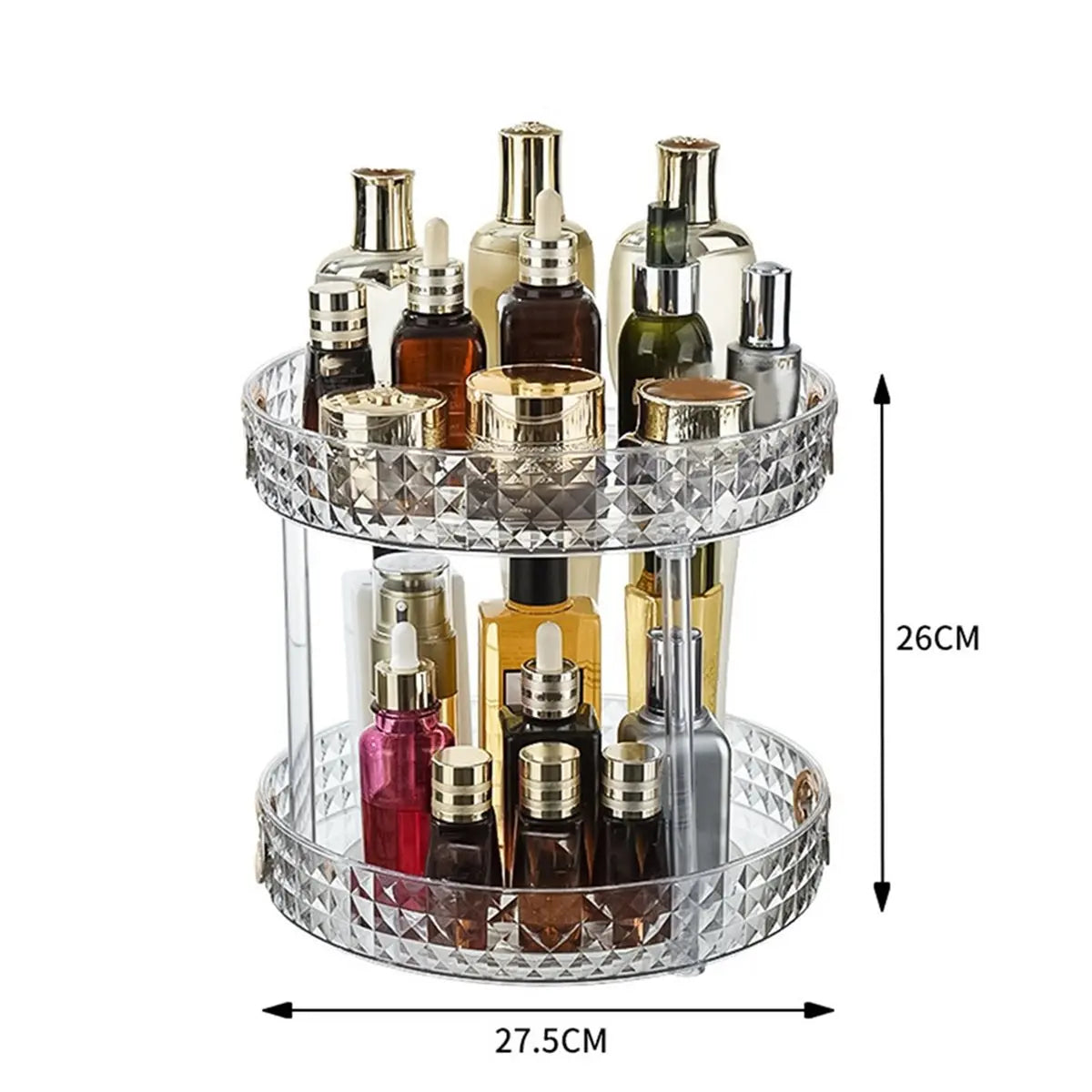 [CLOS] Rotating Cosmetic Storage Box Makeup Organizer Ins Desktop Finishing Perfume Tray Bathroom Skin Care Products Rack L B