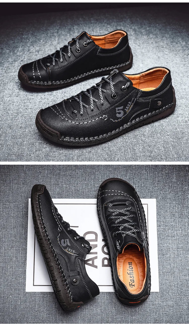 Shoes for Men Leather Casual Shoes Fashion Soft Homme Outdoor Comfortable High Quality Classic Ankle Non-slip Flats