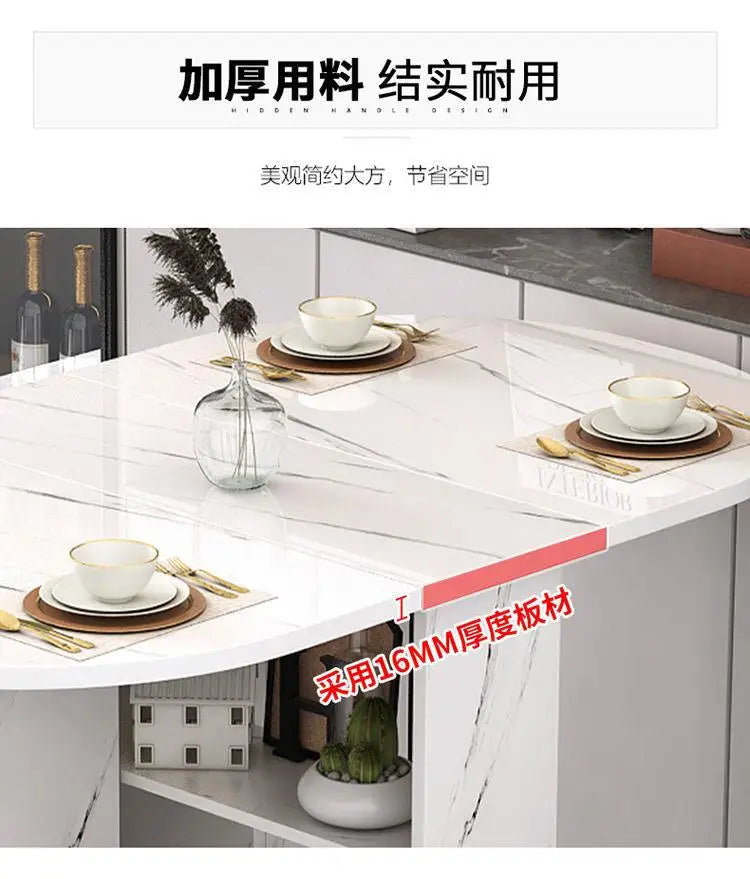 Folding Dining Table for Home Use, Small Apartment, Simple Multi-Functional Mobile Rectangular Dining Table