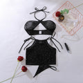 Lingeries Sexy Hot Women Black Cross Halter Hollow Bra Brief Skirt Starry Transparent Underwear Set 3 Piece Erotic Lingerie Sets
