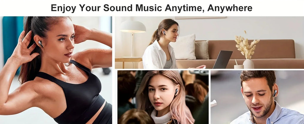 Bluetooth 5.3 Wireless Earbuds ENC Noise Cancelling Mic 50H Playtime Deep Bass Stereo Sound IP7 Waterproof LED Display Mini In-E
