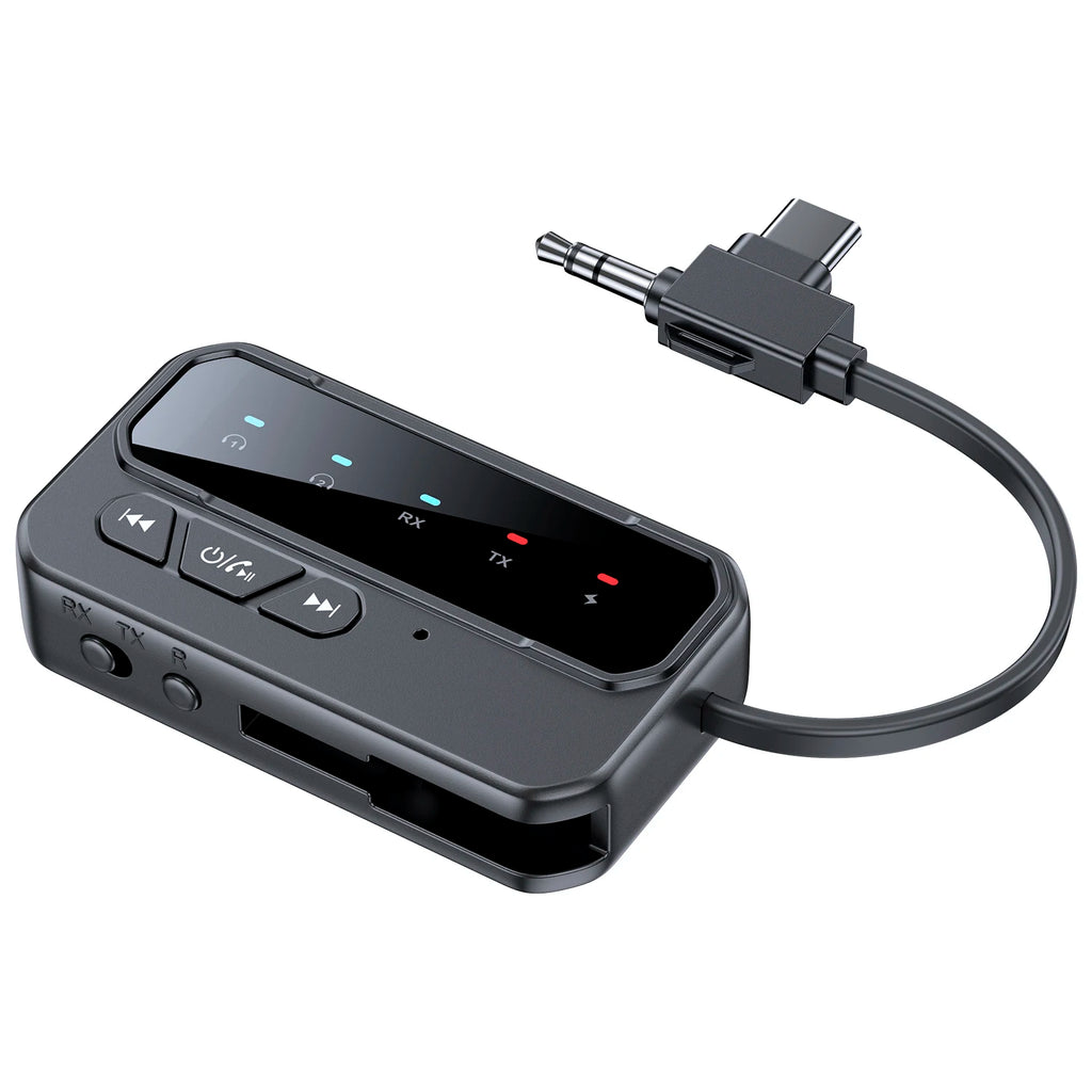 Bluetooth 5.4 Transmitter Receiver Supports to 2 Headphones/iphone AUX Wireless Audio Adapter for Car,Airplane,PC,Gym,Switch