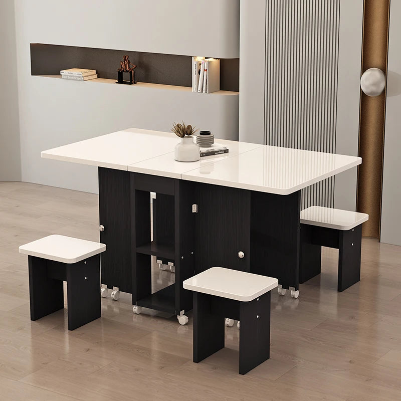 Folding White Dining Table Multifunction Family Waterproof Space Saving Dining Table Design Simple Mesas De Jantar Furnitures