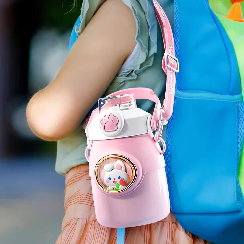 Cute Kawaii Thermal Mug 650ML 316 Stainless Steel Thermos for Tea Kid Children Drinks Stainless Steel Water Bottle