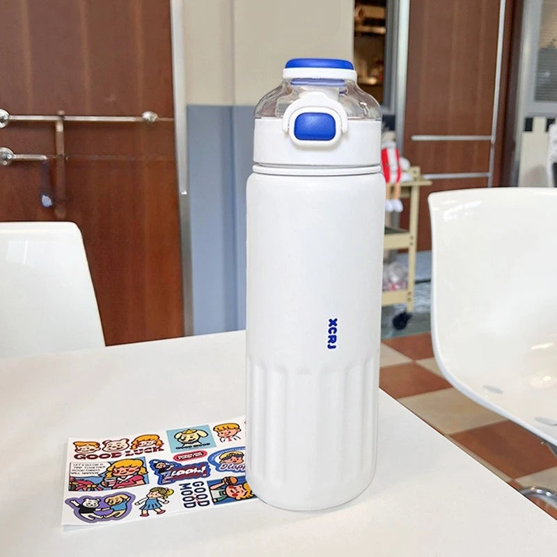 800ml Thermos Water Bottle Straw Cup Stainless Steel Car Thermal Sports Water Cup Large Capacity Cold and Hot Thermal Travel Mug