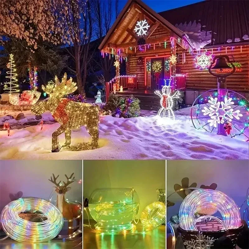 Solar Powered LED String Lights 8 Modes Outdoor Fairy Lights Garden Decoration Camping Tree Flower Garland Wedding Lighting Lamp