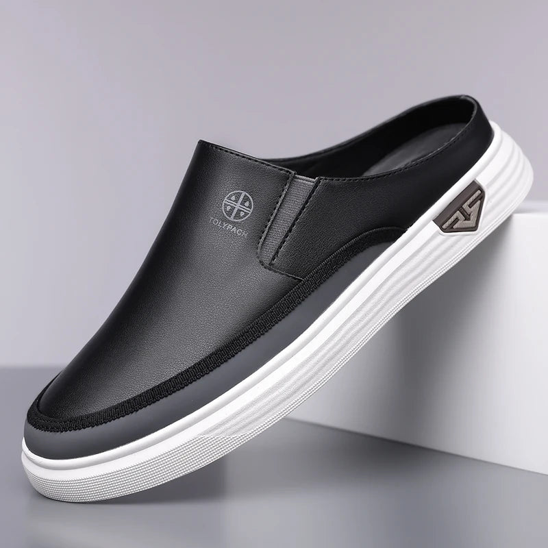 Men's Casual Slip On Shoes Soft Bottom Anti Slip Comfortable Trendy All Match Half Slippers Fashionable Flat Footwear-725
