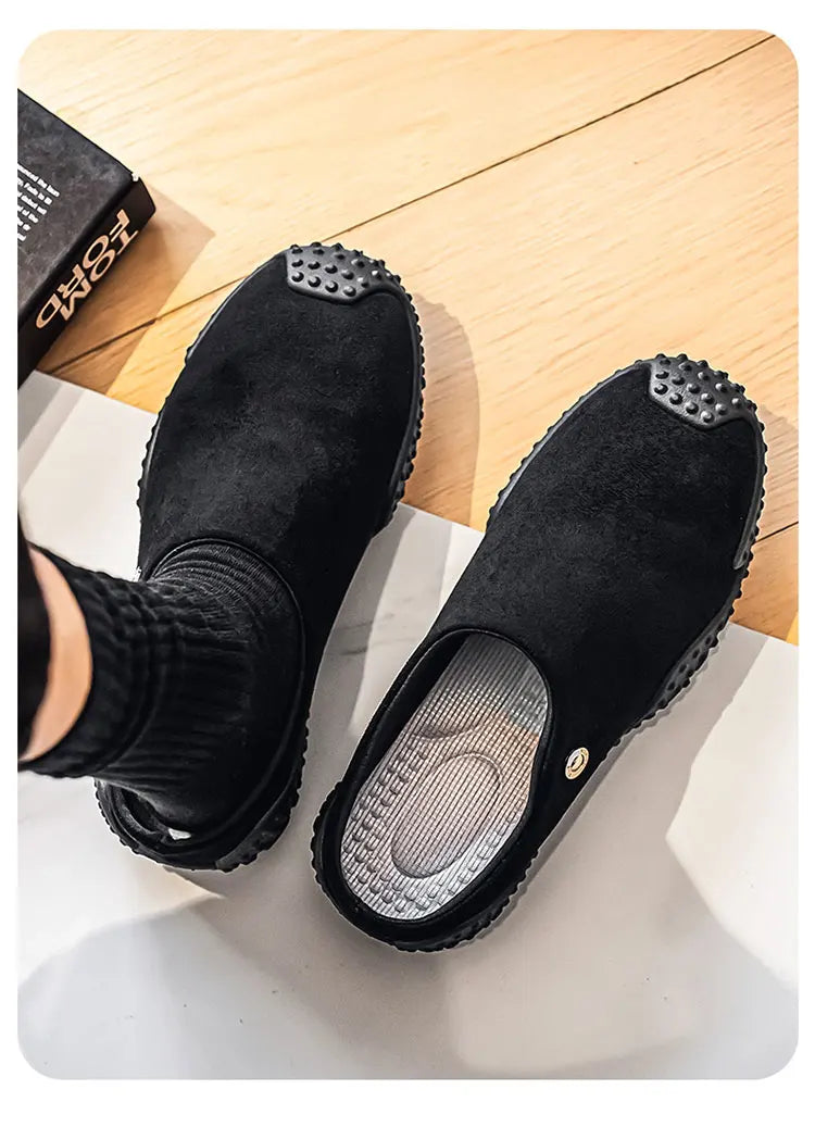 Fashion Slippers for Men Closed-toe Suede Slip Ons Shoes 2026 New Design Mens Casual Flats Loafers Comfortable Walking Shoes