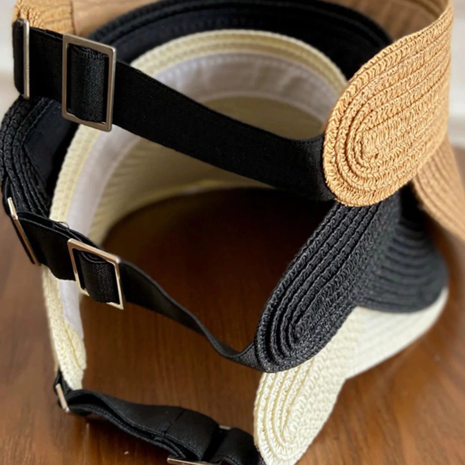 Summer Beach Sun Hat Women Portable Folding Wide Brimmed Straw Hat Fashion Shaped Hollow Top Straw Hat Girls Bucket Hats Travel