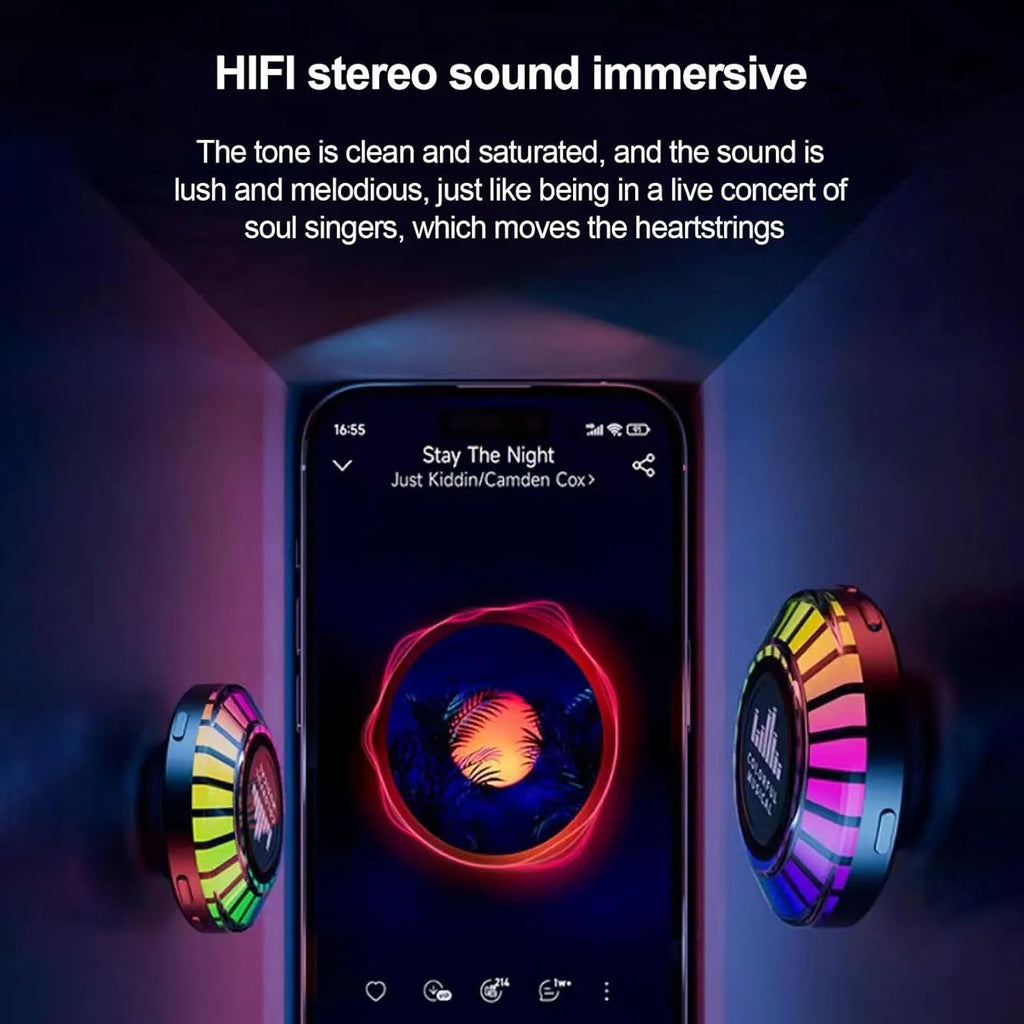 Wireless Bluetooth 5.0 Speaker Bone Conduction Speaker Black USB Rechargeable Easy Pairing 400mAh RGB Rhythm Lights for Travel