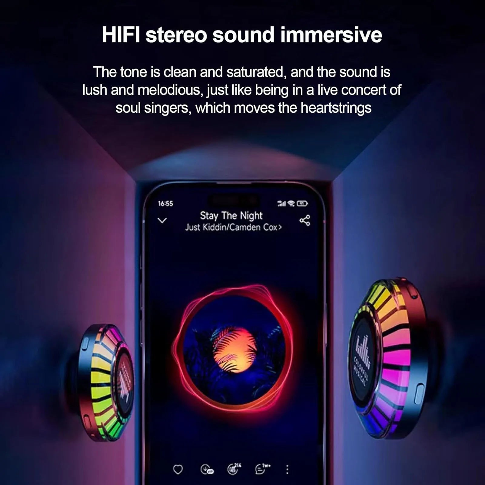 Wireless Bluetooth 5.0 Speaker Bone Conduction Speaker Black USB Rechargeable Easy Pairing 400mAh RGB Rhythm Lights for Travel