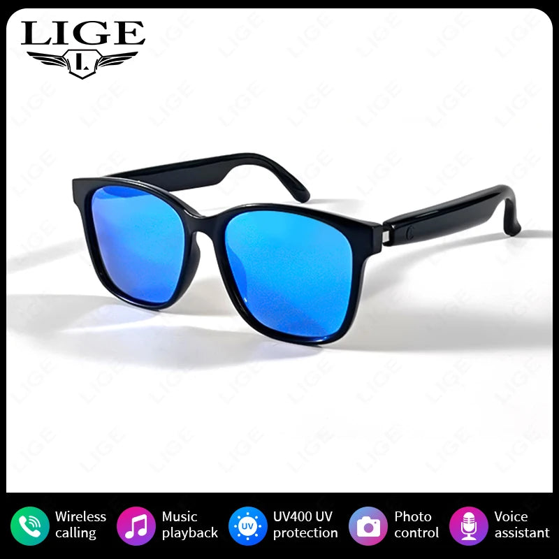 LIGE Bluetooth Inteligente Glasses Life Waterproof Smart Glasses Anti-blue Glasses Anti-ultraviolet Sunglasses for Android iOS