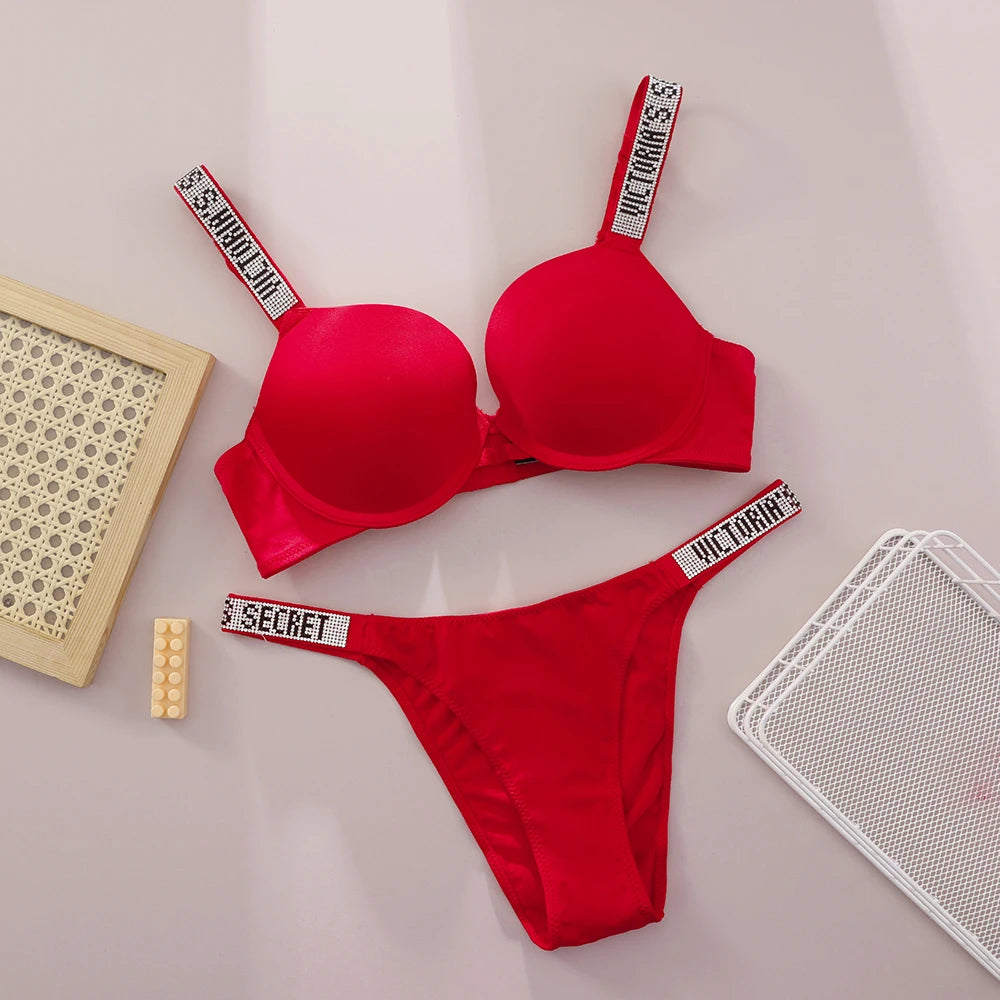 V Bra Panty Set Women Lace Push Up Bralette Seamless Comfortable Breathable Lingerie Home Wear Set Lingerie Set Underwear Set