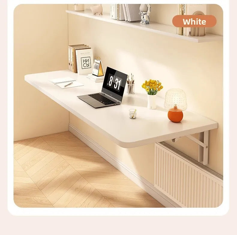Wall Mounted Folding Table, Space Saving Fold Down Desk with Sturdy Metal Frame Home Office Study Writing Table Furniture