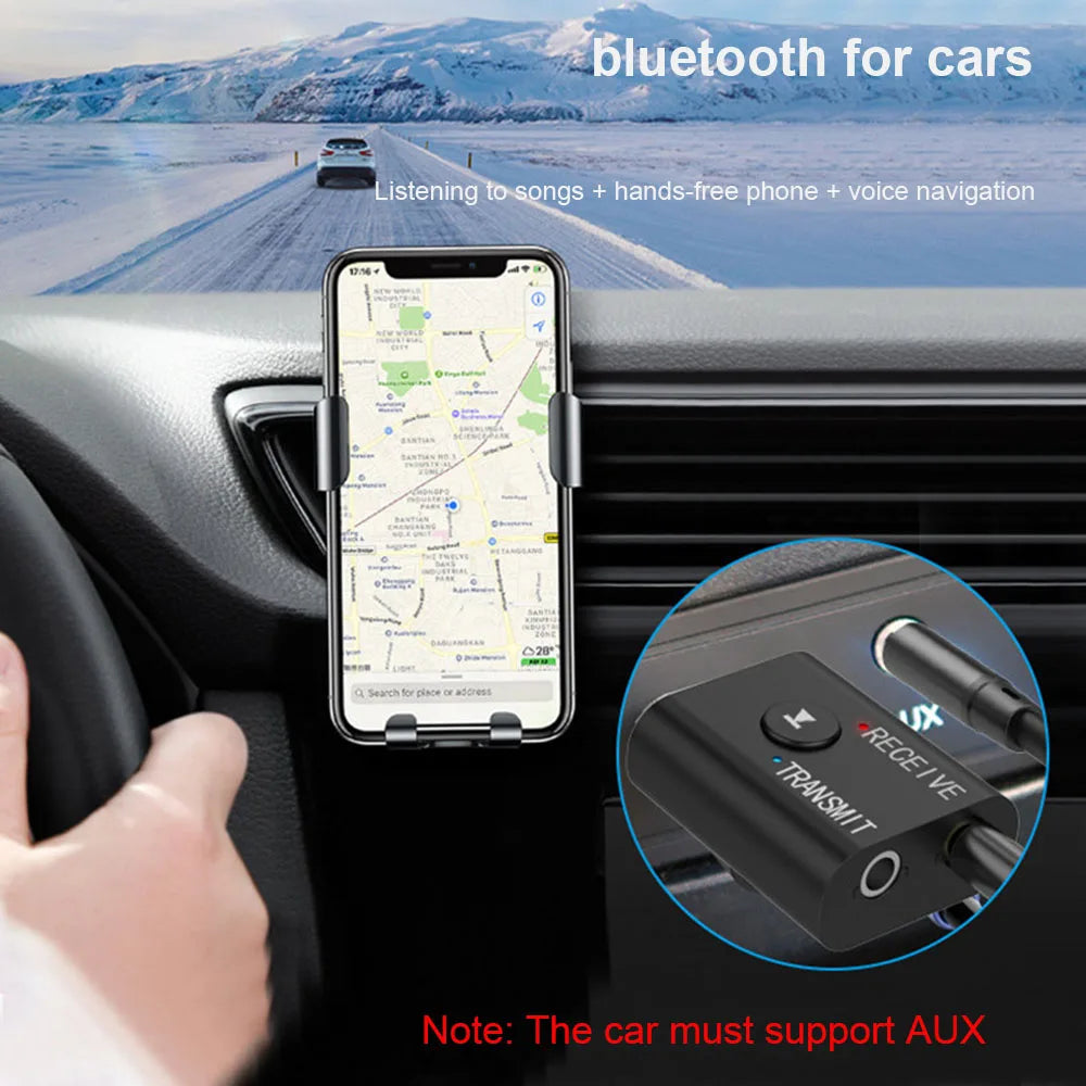 Wireless Bluetooth-Compatible 5.0 2-in-1 USB Audio Receiver Transmitter Double 3.5mm Jack Audio Dongle Adapter for Car Laptop TV