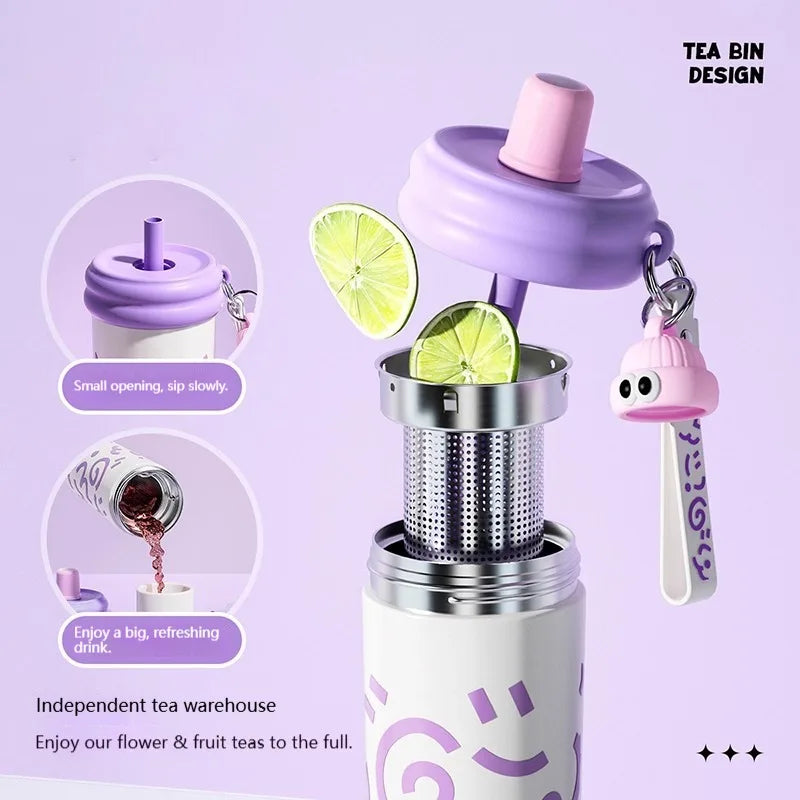 COOKER KinG Thermos Water Bottles Stainless Steel Thermal Straw Cup Tumbler Keep Cold and Hot Travel Mug Home Office Drinkware