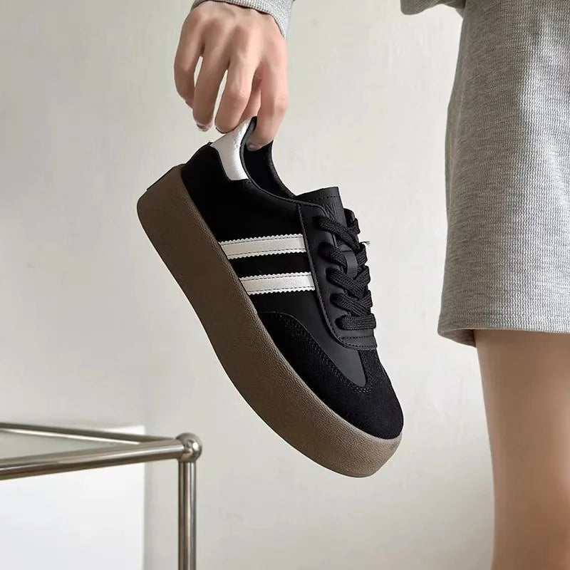 Sports shoes thick sole casual board shoes women 2024 new cowhide everything soft sole inside increase de training shoes