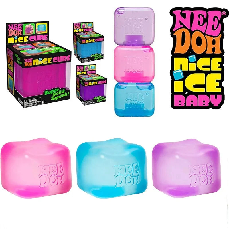 Needoh Nice Cube Squishy Fidget Toy Sensory Stress Relief Anxiety Relief Focus Decompress Relax Squeeze Desk Toy for Adults Kids