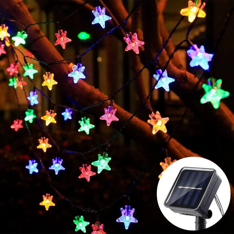 LED Solar Star String Lights Outdoor Waterproof Solar Powered Fairy Lights for Patio Garden Yard Porch Christmas Wedding Decor