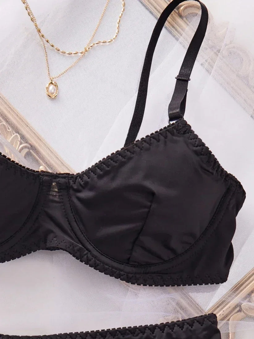 Bra and Panty Set Ladies Smooth Comfortable Thin Underwear Women Sexy Nightwear Inner Solid Sleep Underwear Bra Set Lingerie