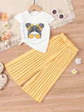 Summer Girls Clothing Sets New Cotton Fashion Short Sleeved+Wide Leg Pants Casual Two Piece Set Kids Clothes 2 3 4 5 6 7 Years