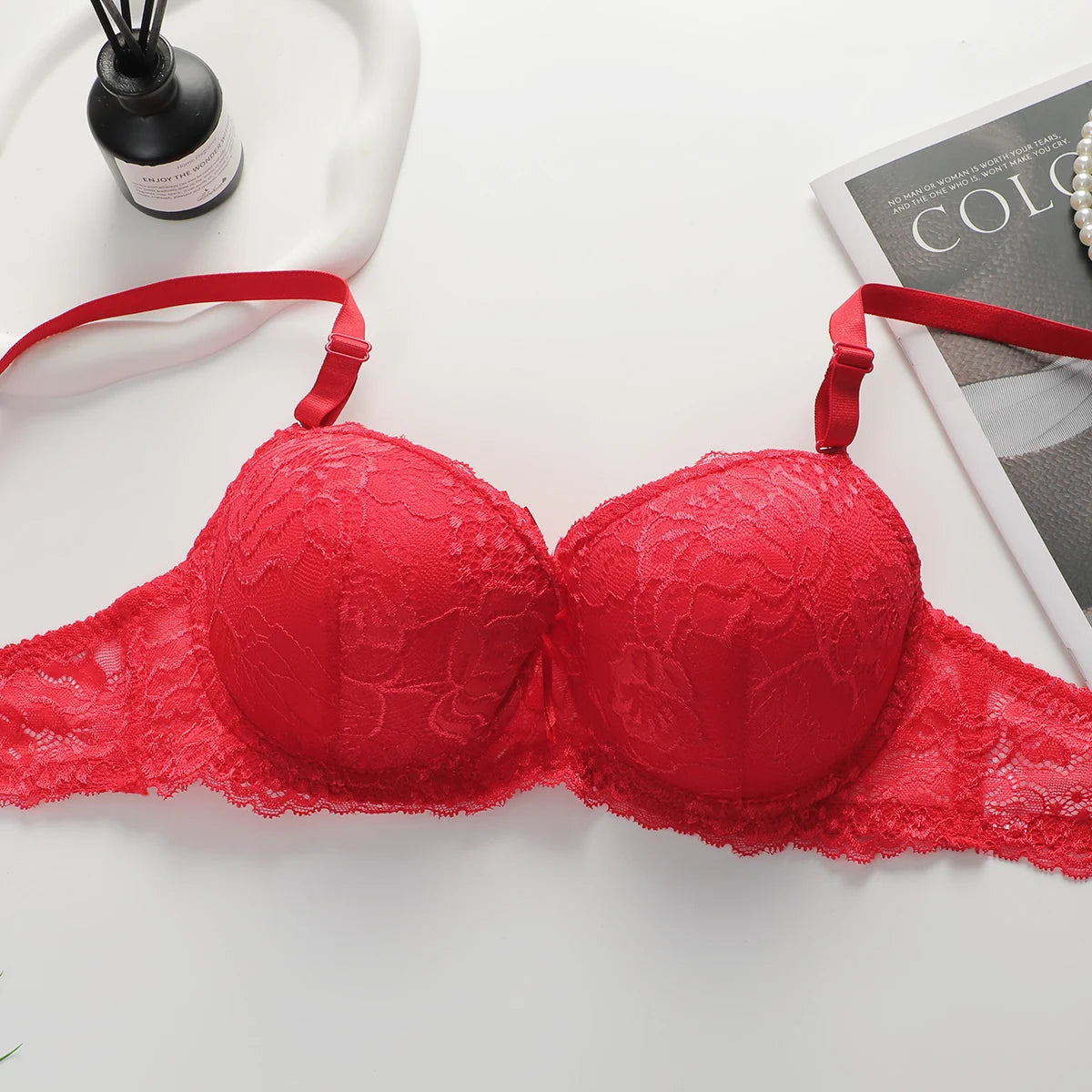 2Pieces Bras and Panty Sets Sexy Lace Transparent Floral Clothing Underwire Push Up Lingeries For Woman