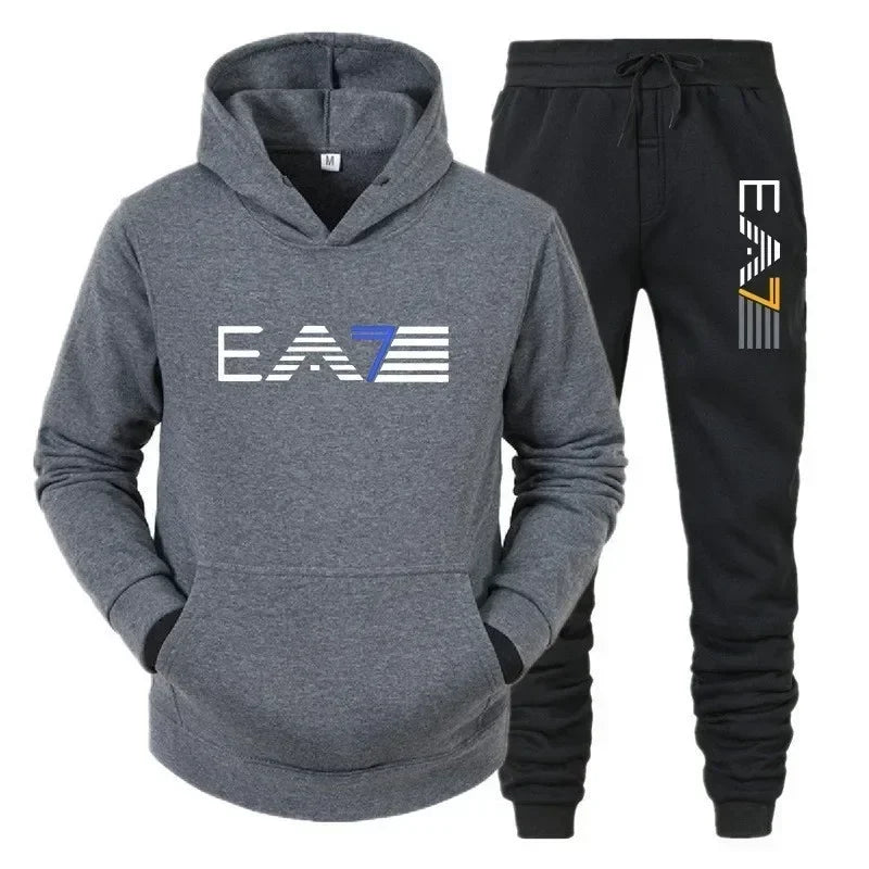 Men's sportswear set, fashionable and casual, autumn and winter men's sportswear+pants two-piece set