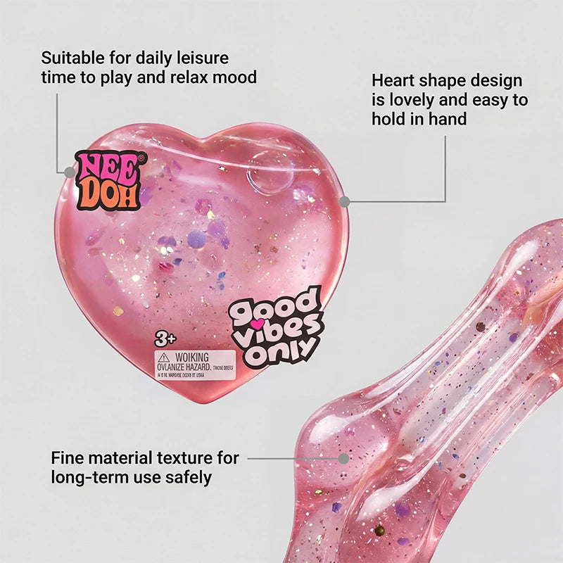 Needoh Style Heart Shaped Stress Reliever Super Soft Squishy Gel With Uplifting Vibes Sensory Fidget Gadget For Anxiety Relief